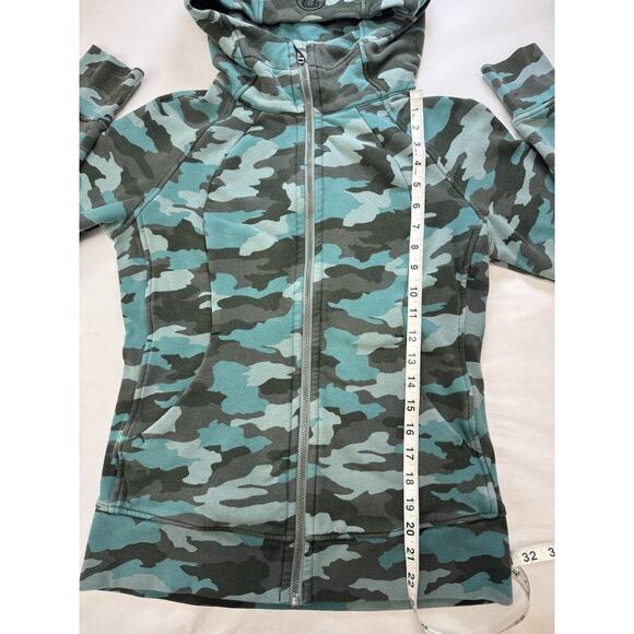 Lululemon Scuba Hoodie Tidewater Teal Camo Blue Green Heritage 365 Women Size 8 - Picture 3 of 10